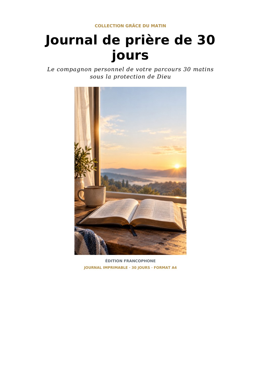 Couverture réelle du journal de prière de 30 jours