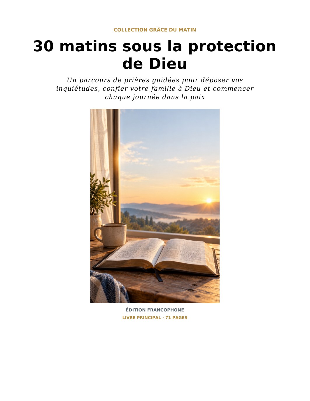 Couverture réelle du livre 30 matins sous la protection de Dieu